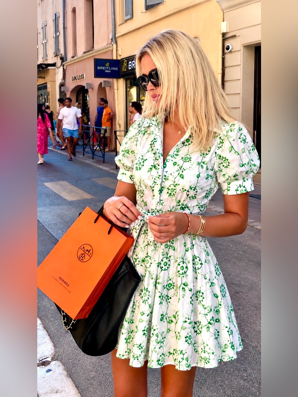 CIEBON Emilie Embroidered Belted Eyelet Lace Swing Wrap Collared Shirt Dress